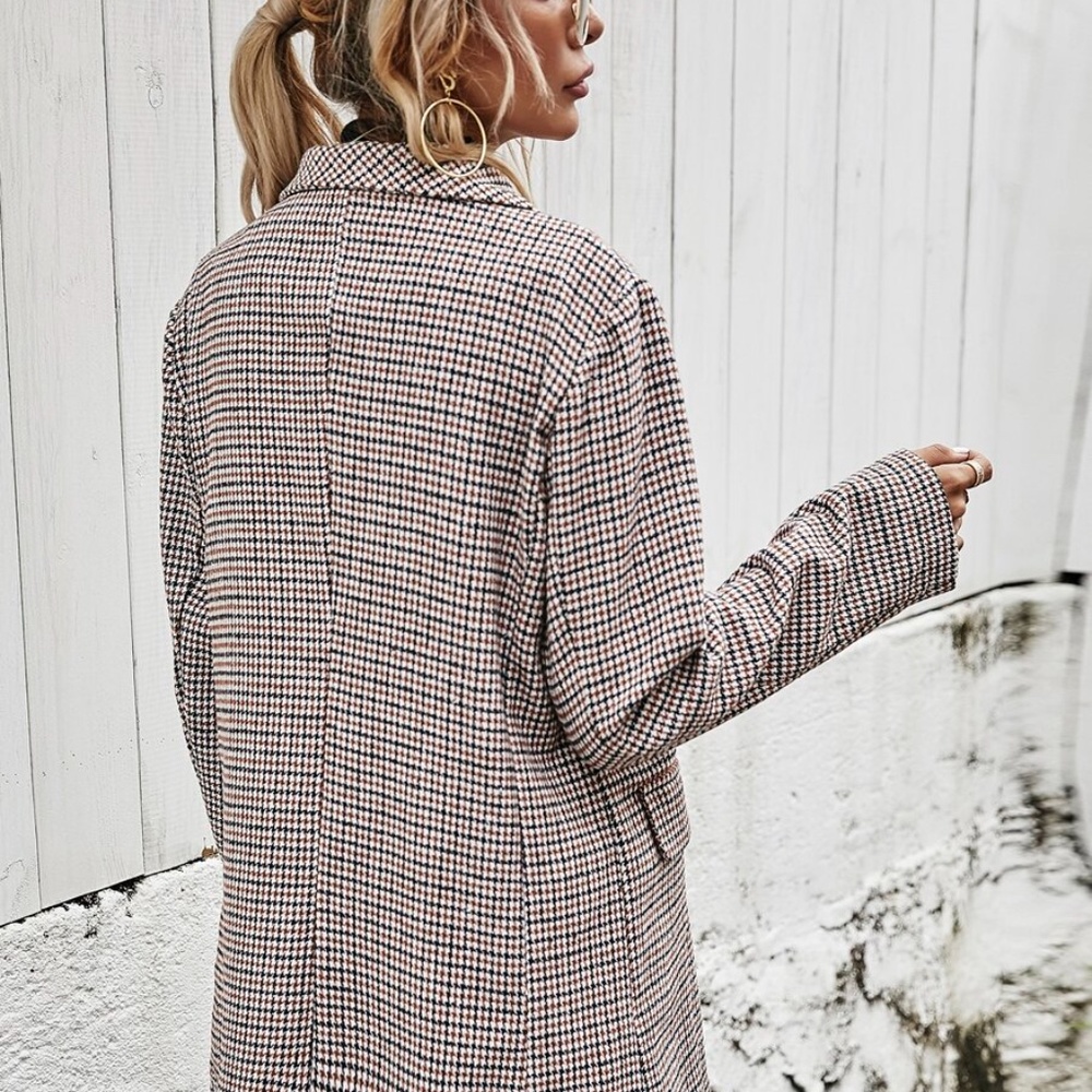 Houndstooth fall coat jacket Blazer - Picture 3 of 4